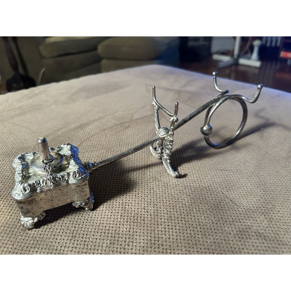 Victorian Edwardian Silver Vanity Curling Iron Holder WHAT IS THIS? ornate Thing
